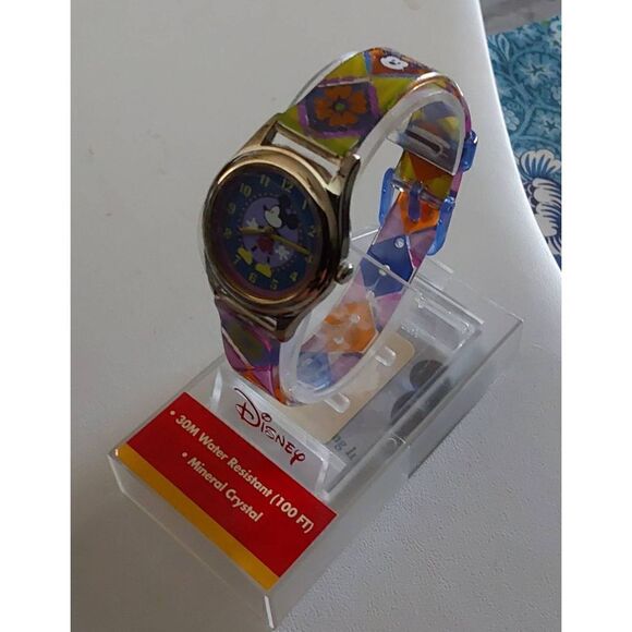 Vintage Seiko SII Disney Mickey Mouse Purple & Green Floral Watch~Retired Design - Picture 2 of 3